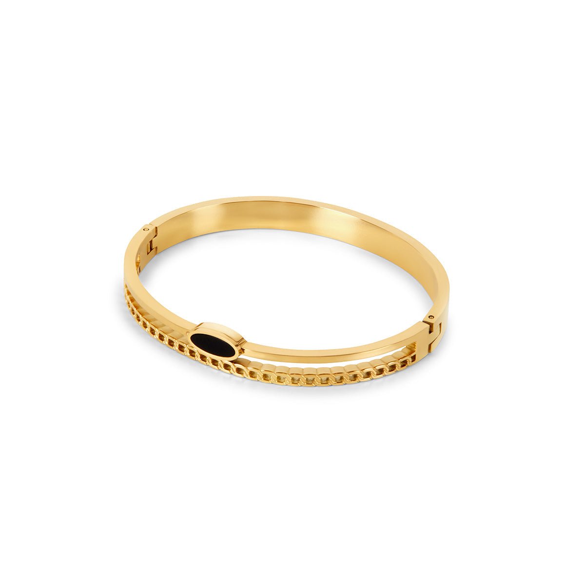 Brazalete Camadas Ônix Bañado en Oro 18k
