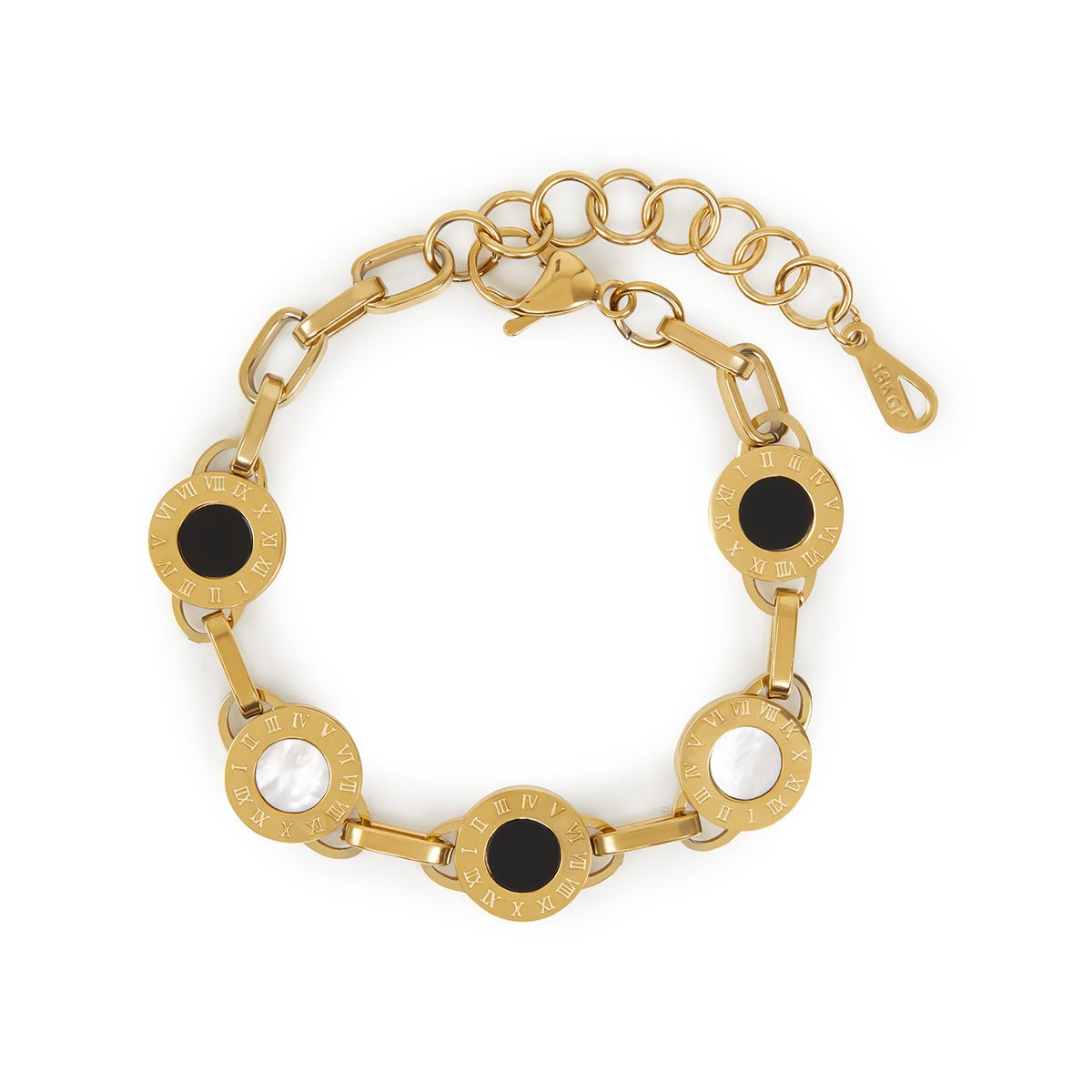 Brazalete Ônix Milão Bañado en Oro 18k