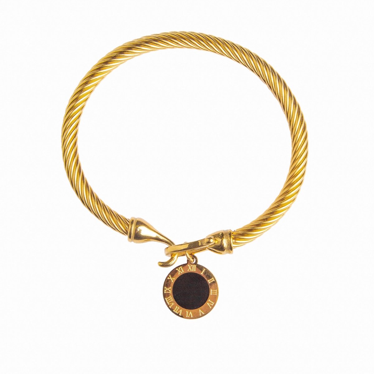 Brazalete Colgante Ônix Bañado en Oro 18K