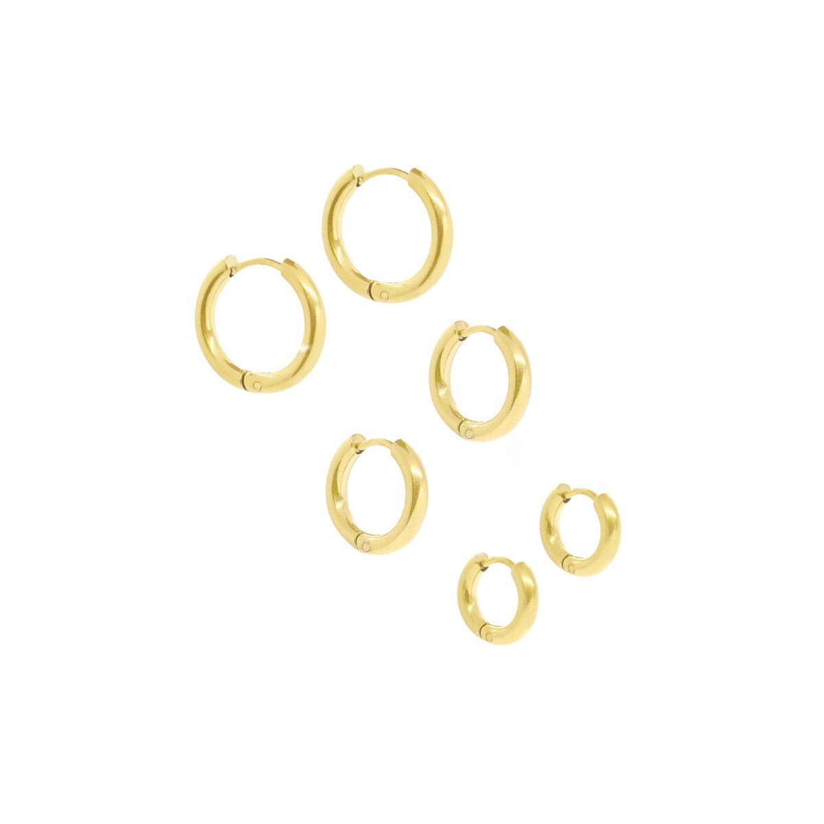 Arete Trio de Argollas Bañado en Oro 18K