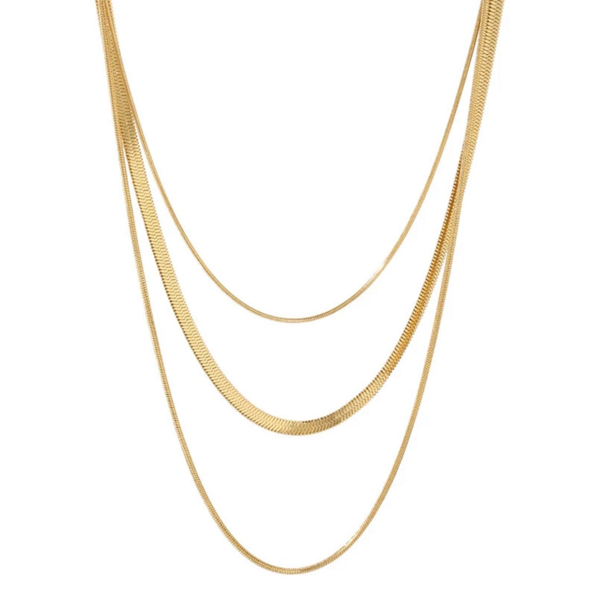 Collar Celina Trio Camadas Malla Bañado en Oro 18K